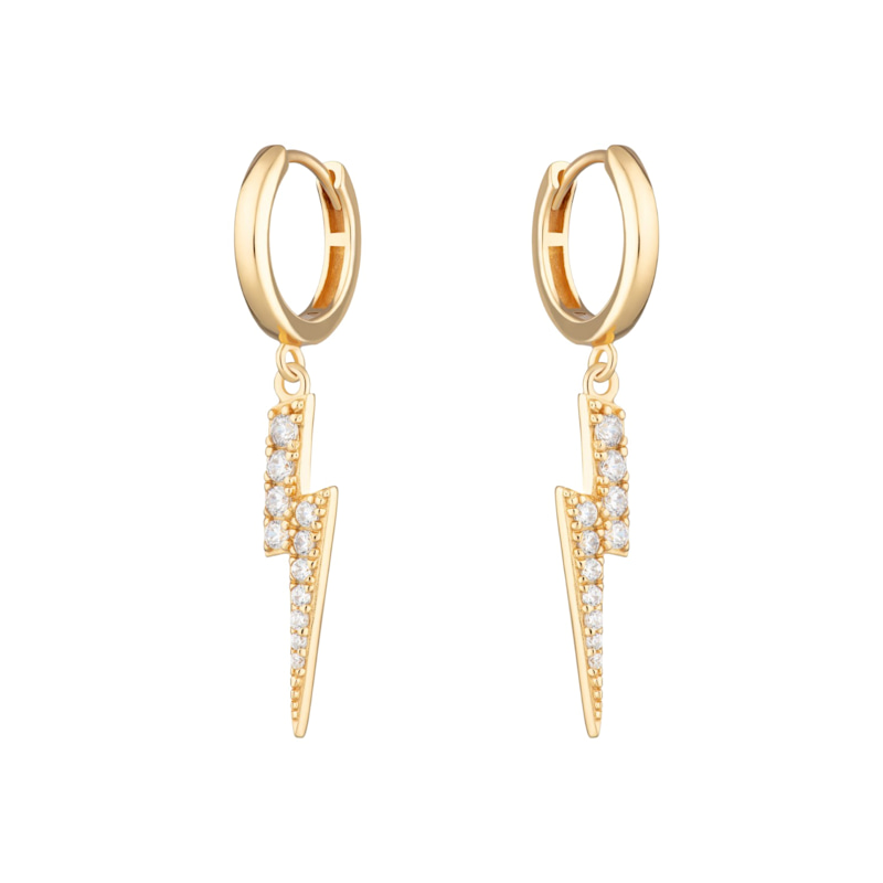 Thumbnail of Gold Lightning Hoop Earrings image