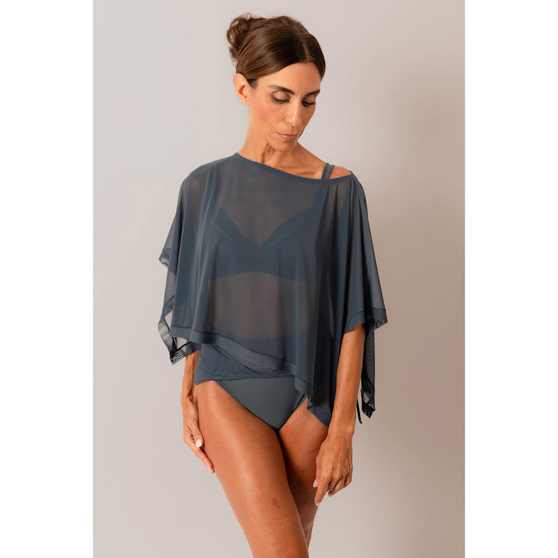 Thumbnail of Swim Cover Up Mesh Rectangle Top - Blue Stone image