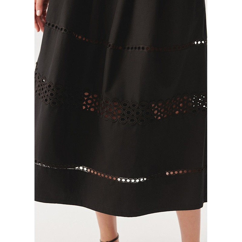 Thumbnail of Sydney Skirt Embroidered Eyelet Midi Skirt - Black image