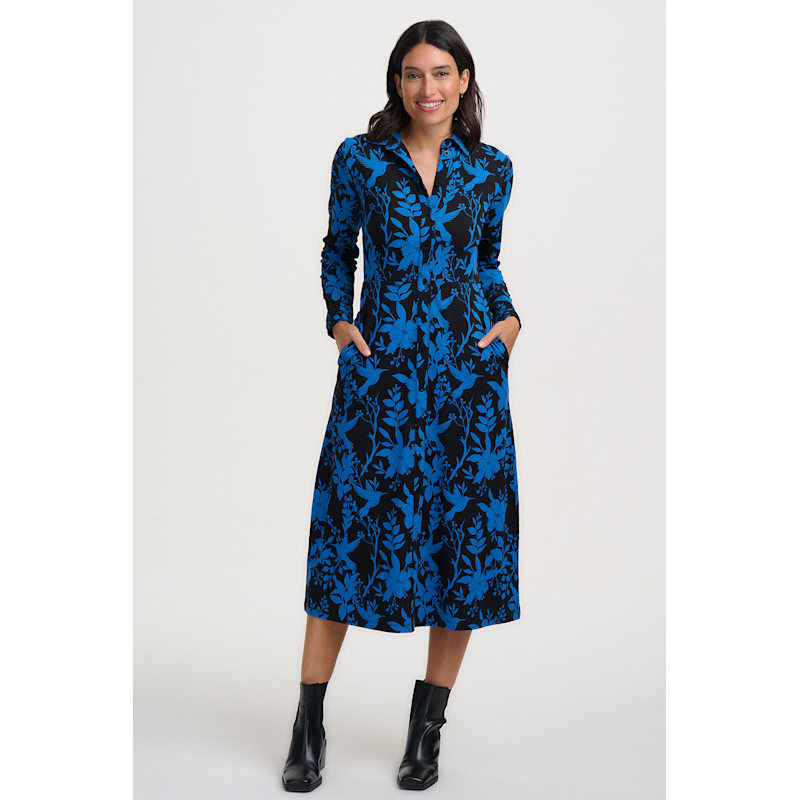 jersey shirt dress midi Sylvia Black Hummingbird by Sugarhill Brighton image-zoom-hoop