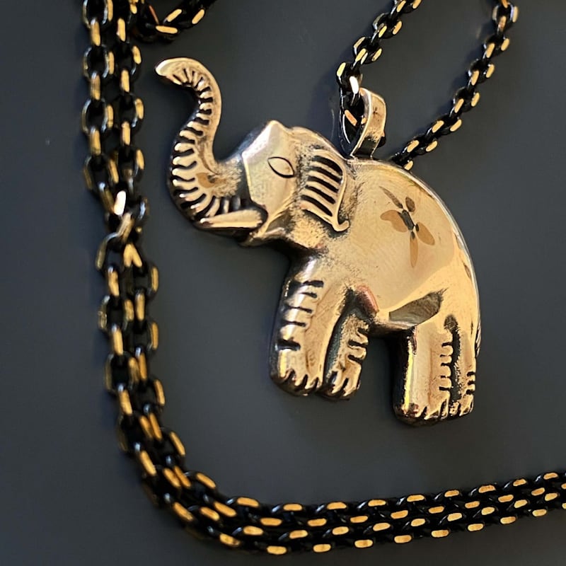 Thumbnail of Symbol Of Luck Elephant Long Chain Necklace - Gold image