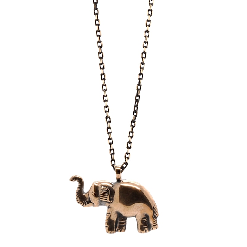 Thumbnail of Symbol Of Luck Elephant Long Chain Necklace - Gold image