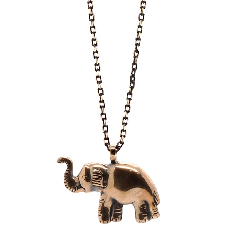 Symbol Of Luck Elephant Long Chain Necklace Gold Ebru Jewelry
