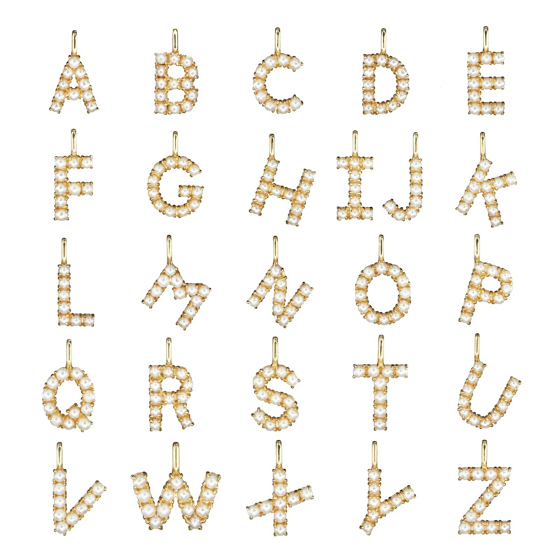 Thumbnail of Gold Pearl Initial Necklace image