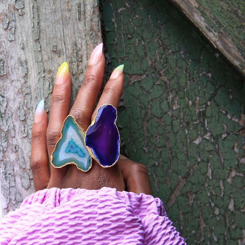 Thumbnail of Ultra Mega Green Gemstone Gold Statement Ring image