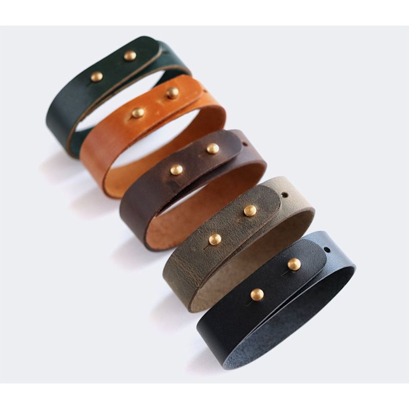Thumbnail of Adjustable Minimalist Leather Bracelet - Black image