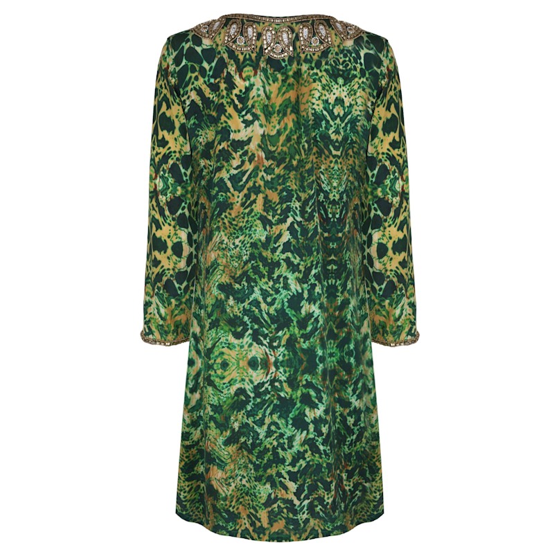 Thumbnail of Emerald Leopard Silk Taj Kaftan image
