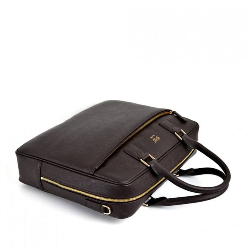 Thumbnail of Saffiano Leather Briefcase – Brown image