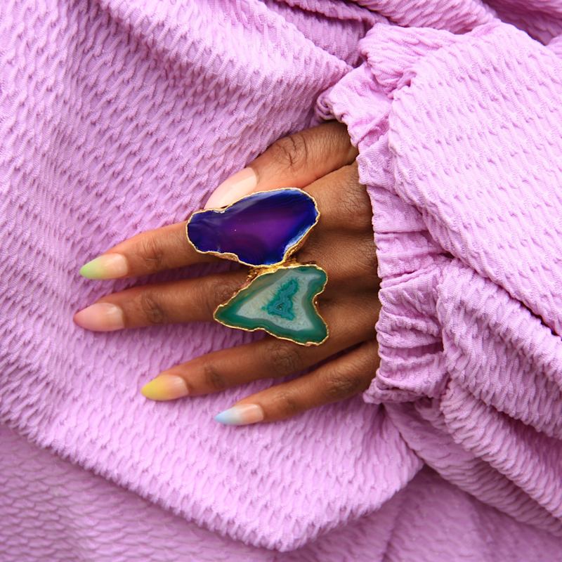 Thumbnail of Ultra Mega Green Gemstone Gold Statement Ring image