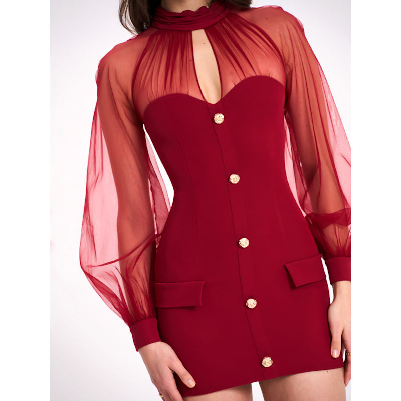 brown solid dress Long dress with off-the-shoulder solid colour design main image 0