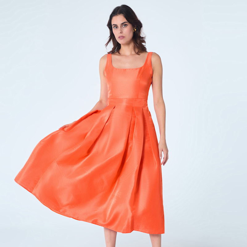Taffeta Fit-And-Flare Cocktail Dress Smart and Joy Wolf Badger