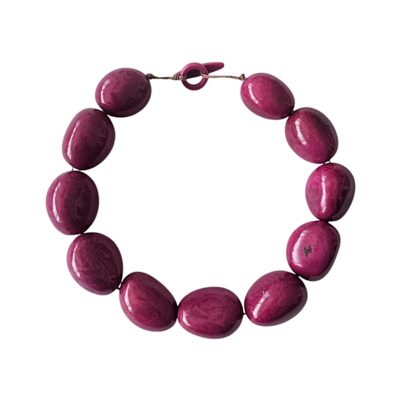 Thumbnail of Tagua Necklace Dark Pink image