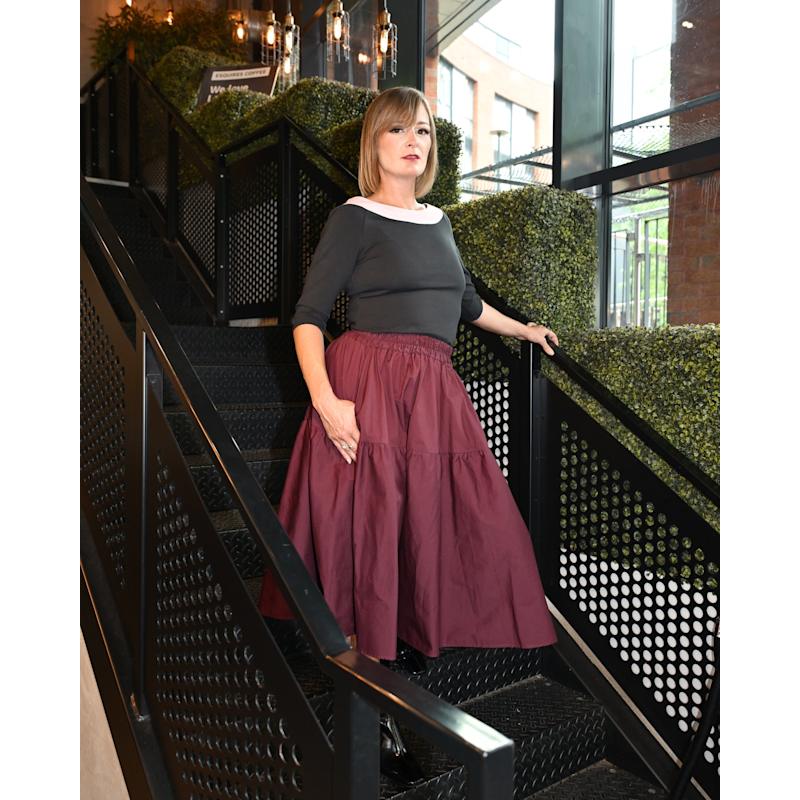 Thumbnail of Tahiti Midi Skirt With Pockets In Cherry Laquer image