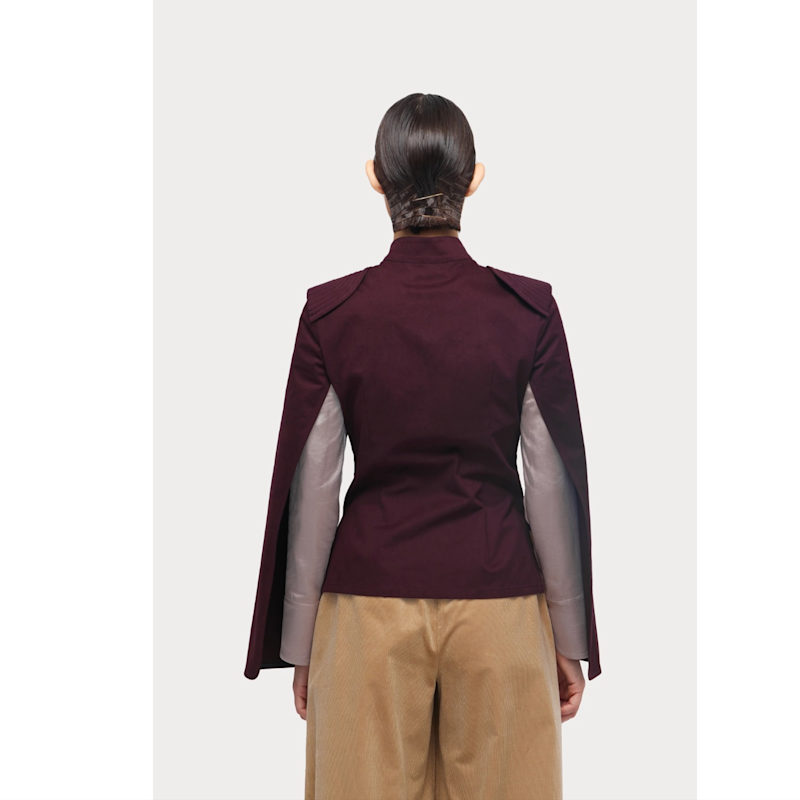 Thumbnail of Tailored Structured Cape Blazer Burgundy image