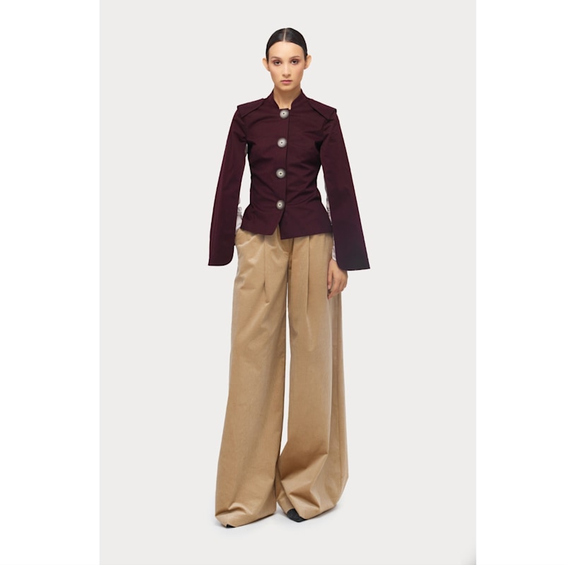 Thumbnail of Tailored Structured Cape Blazer Burgundy image