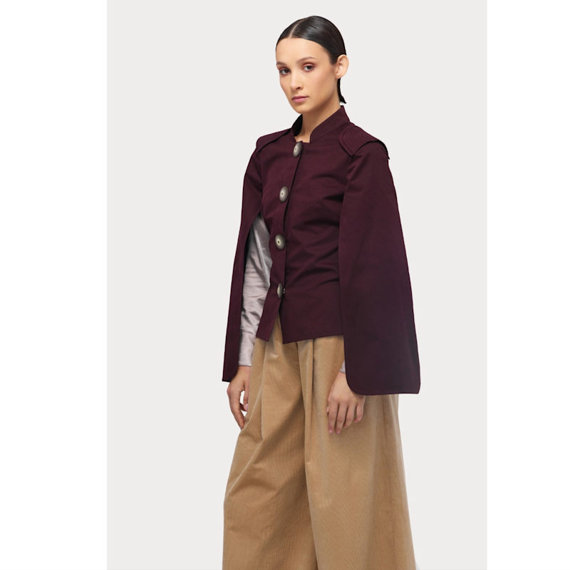 Thumbnail of Tailored Structured Cape Blazer Burgundy image