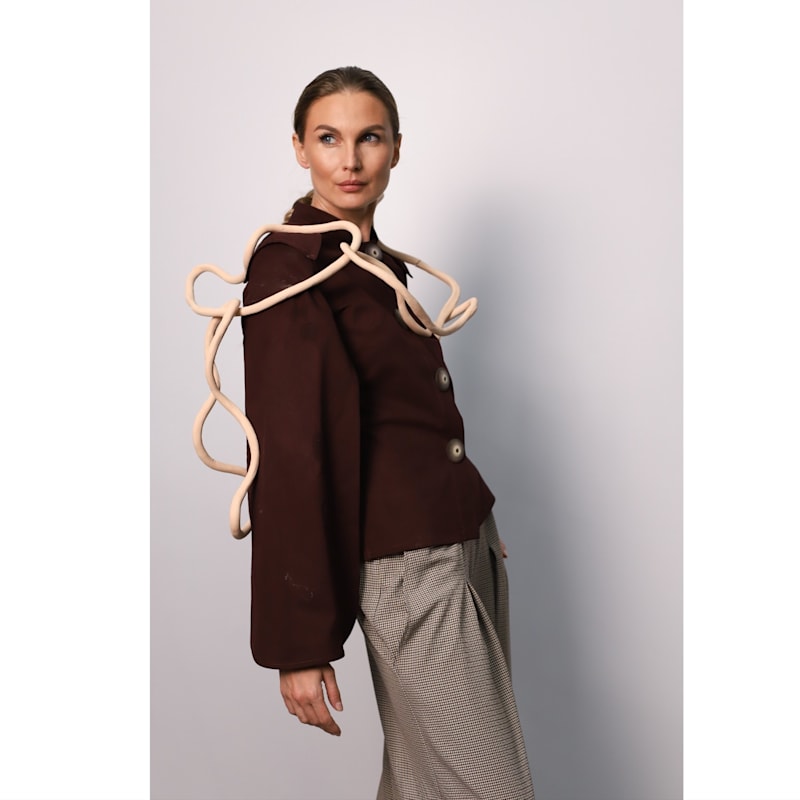 Thumbnail of Tailored Structured Cape Blazer Burgundy image