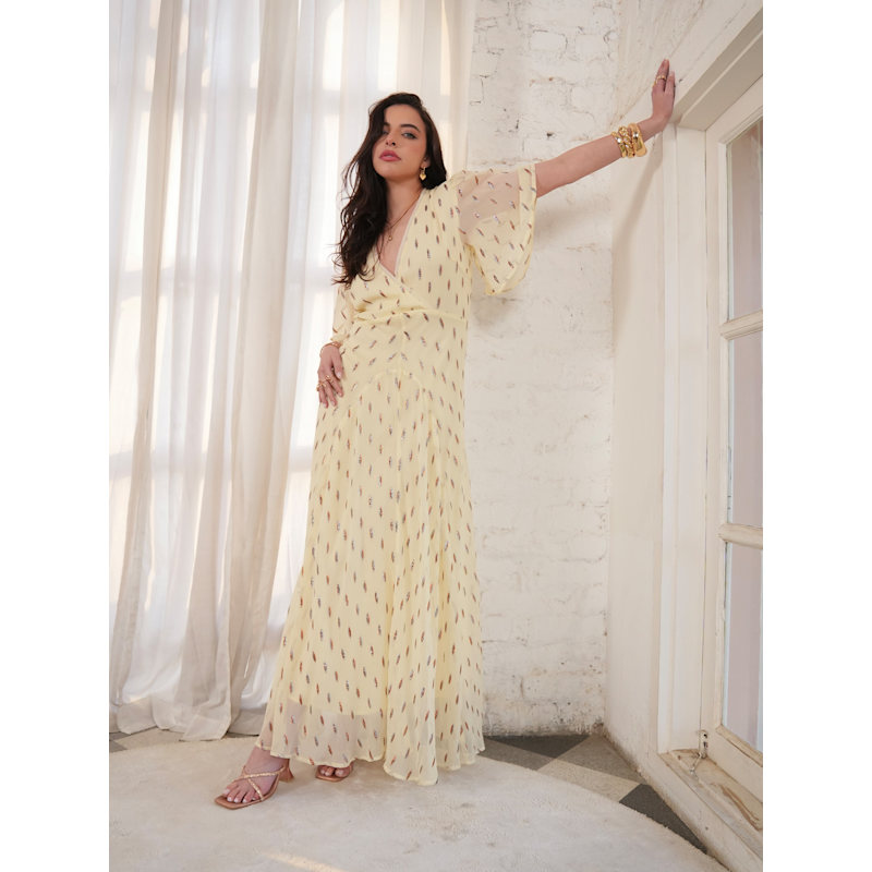 Thumbnail of Talia Lemon Sparkle Maxi Dress image