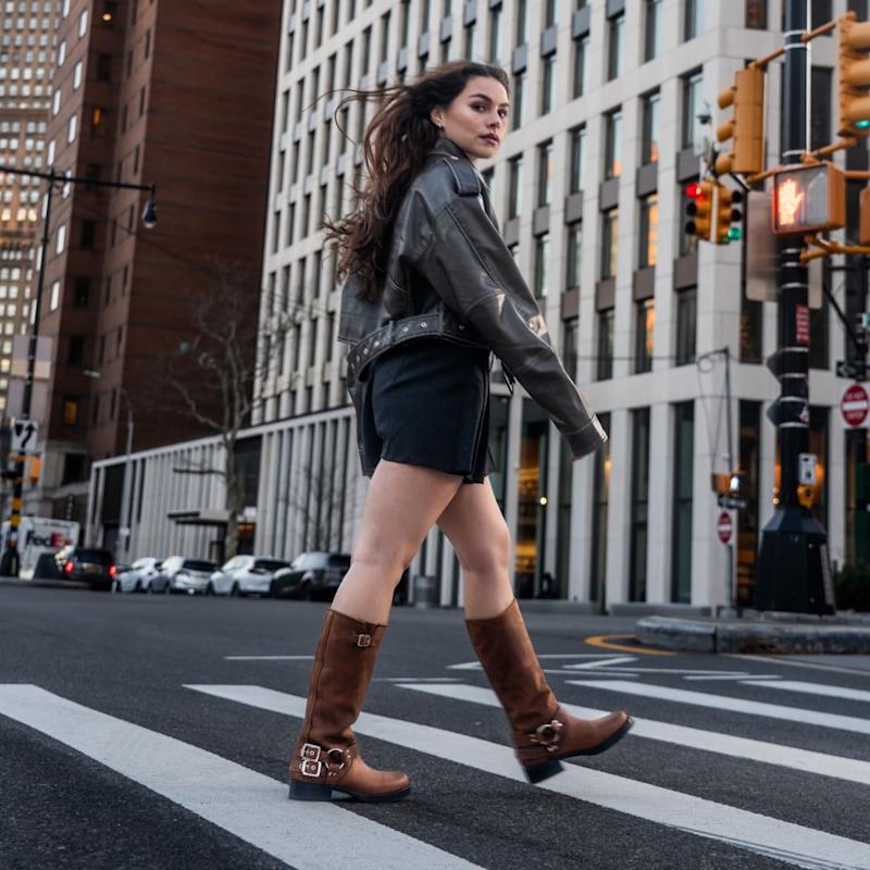 Urbnkicks Tall Biker Distressed Women Boots - Brown