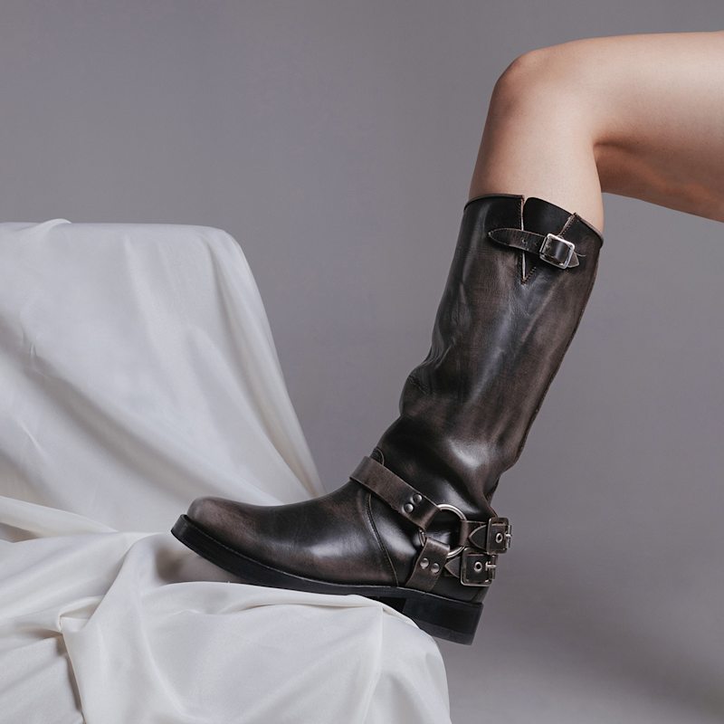 Thumbnail of Tall Biker Gray Boots image