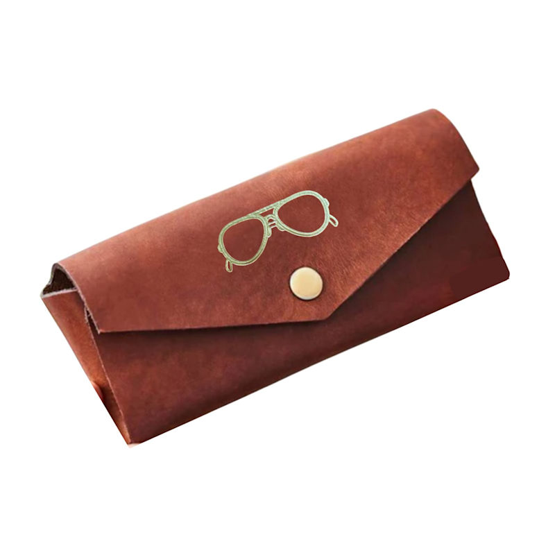 Thumbnail of Tan Leather Glasses Case - Glasses Gold Embossed image