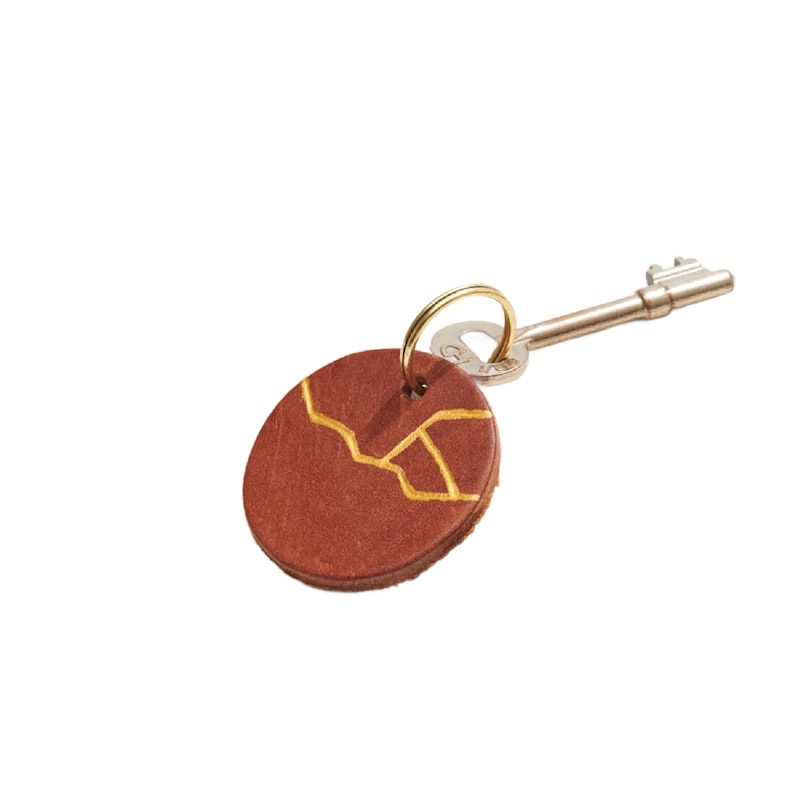 Tan Leather Kintsugi Keyring | Posh Totty Designs | Wolf & Badger