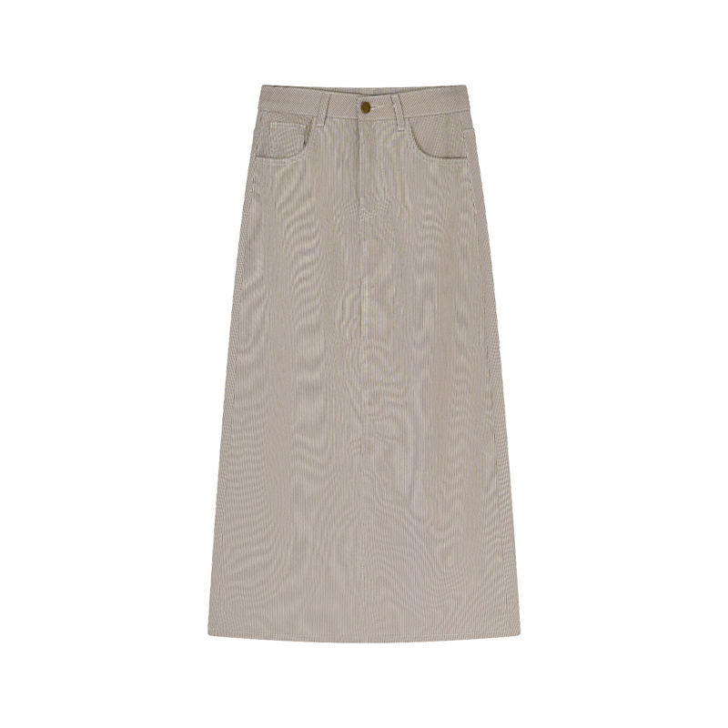 Thumbnail of Tan Pinstripe Denim Skirt image