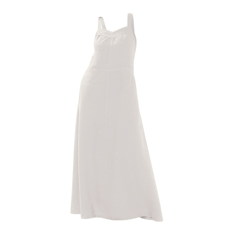 navy blue dress for baby girl Backless Linen Maxi Dress in White - Annely main image 0