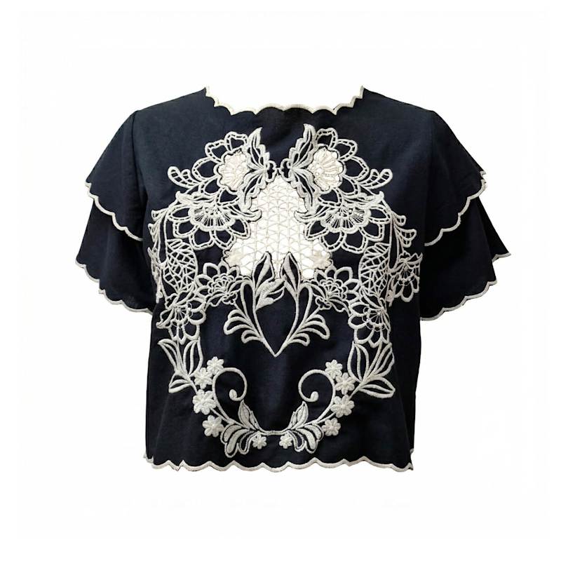 Thumbnail of Tate Embroidered Cutout Blouse-Black image