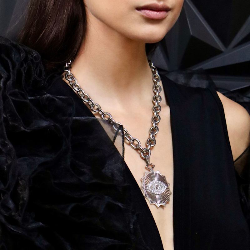Thumbnail of Tatiana Evil Eye Amulet Necklace White Gold image