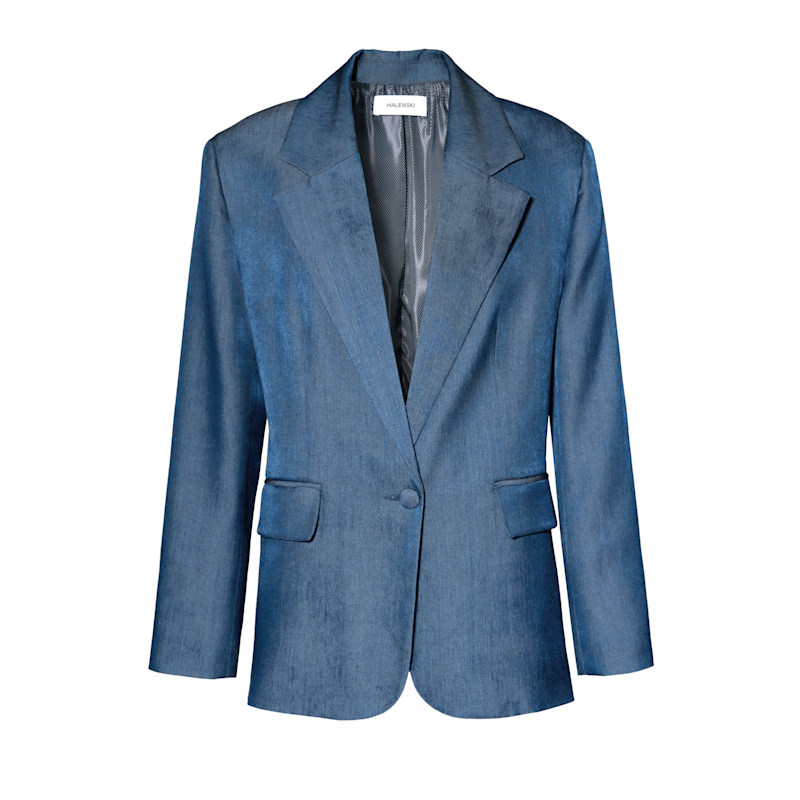 Thumbnail of Tatiana Navy Denim Oversized Blazer image
