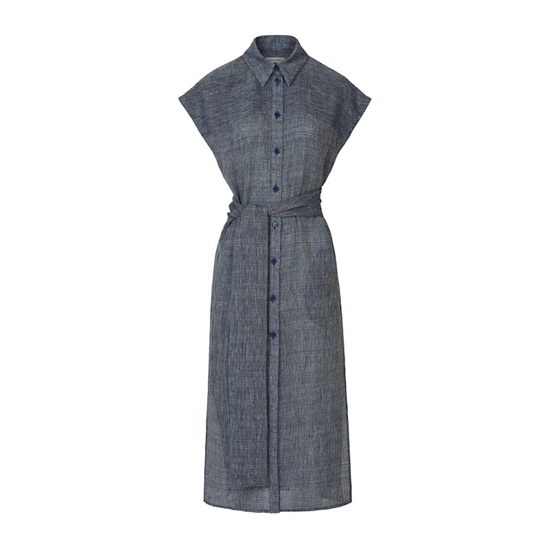 a line fit and flare midi dress Linda Stretch Cady Midi Fit And Flare in Black main image 0