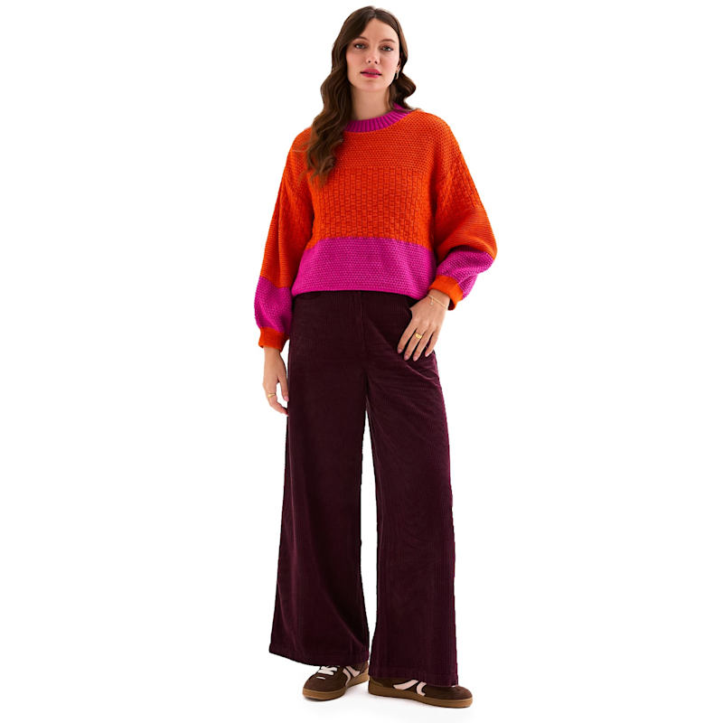 Thumbnail of Taz Colour Block Balloon Sleeve Jumper in Orange & Pink image
