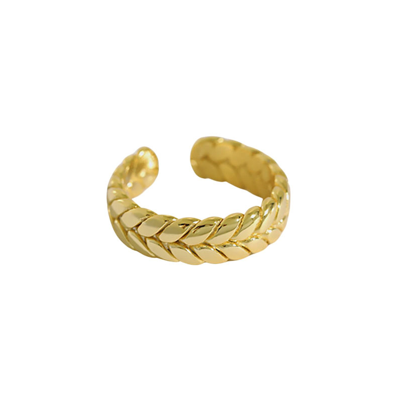 Thumbnail of Gold Vermeil Kemetra Chunky Silver Ring Adjustable Wheat Pattern image