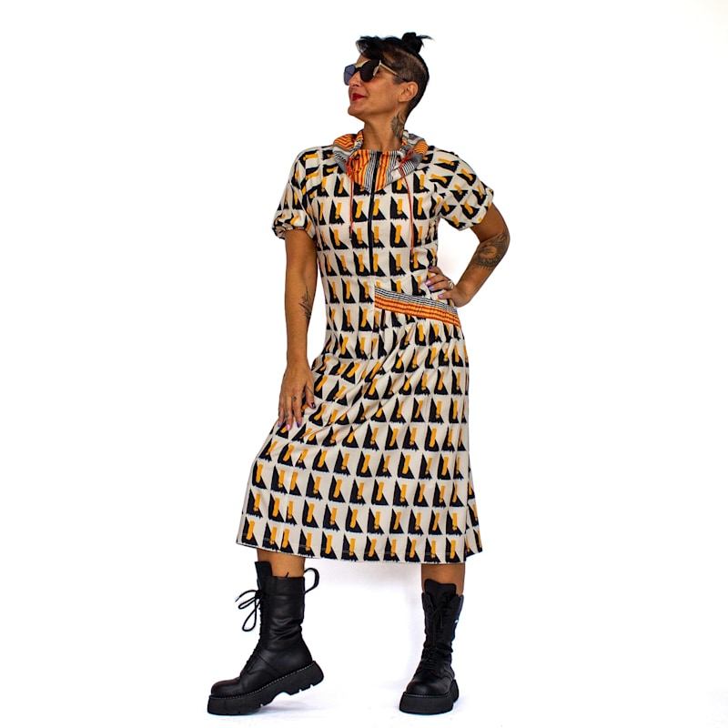 knee length dresses for ladies Women's Margot Blue Multi Geometric Print Reversible Maxi Dress | Size: Xs main image 1