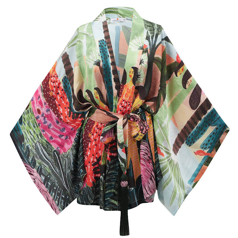 Thumbnail of Shuko Matt Satin Short Kimono - Multicolour image