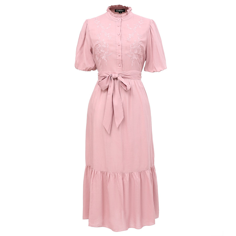 Thumbnail of Tea Dress With Tiered Ruffles - Pink image