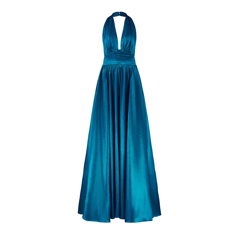 Thumbnail of Teal Backless Halter Dress image