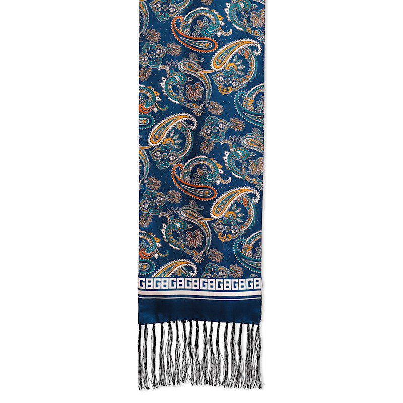 Thumbnail of Teal & Orange Paisley Silk Scarf image