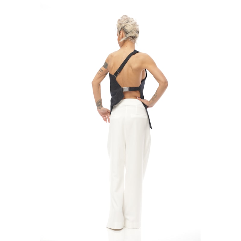 Thumbnail of Techwear Inspired Open-Back Denim Top With Buckle Details image