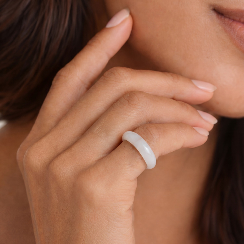 Thumbnail of Tee White Jade Stone Ring image