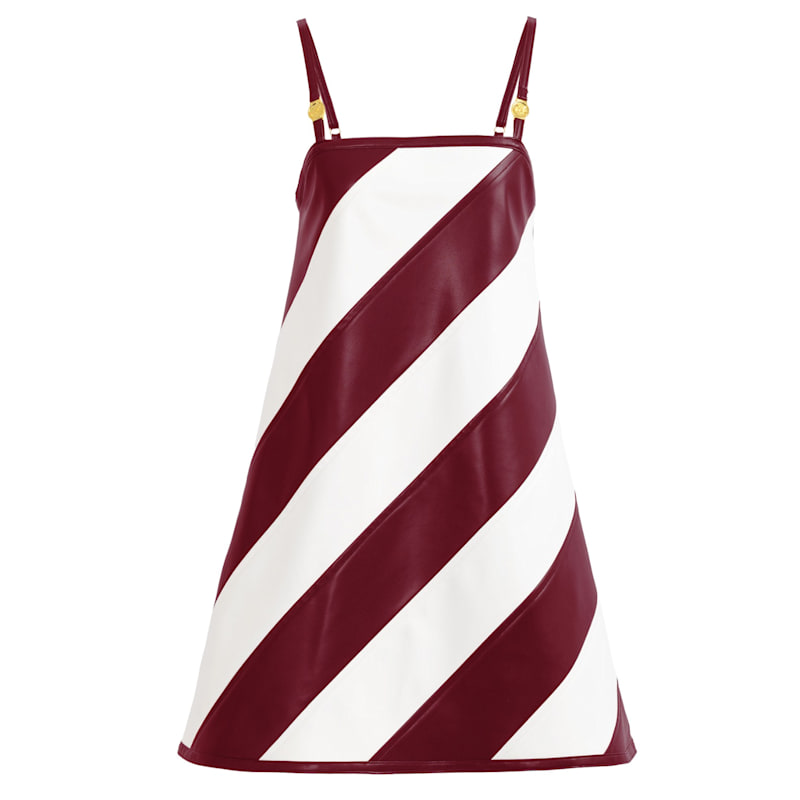 Leather Mini Dress  Burgundy & White Striped, Trapeze Fit | Kargede | Wolf  & Badger