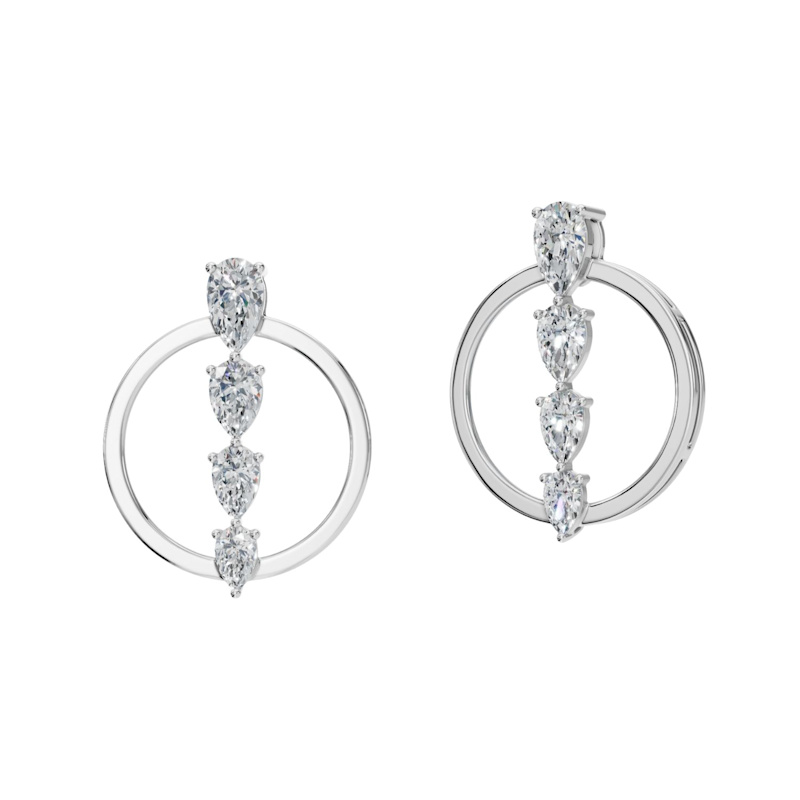 Women's Eighteen KT White Gold Ethical Lab Grown Diamond Hoop Earrings Aya Fine Jewelry