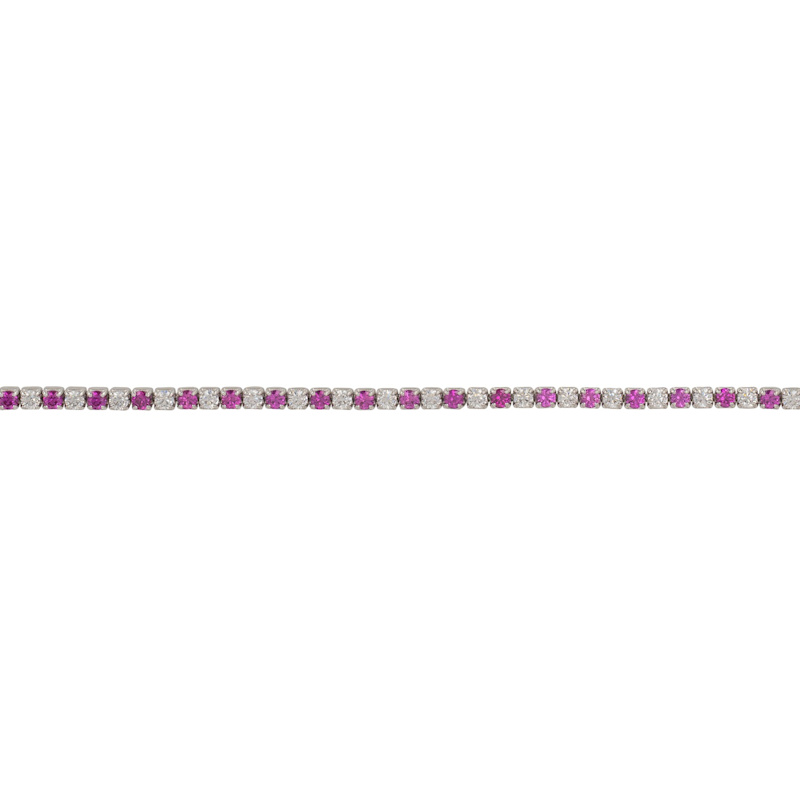 Thumbnail of Tennis Bracelet Ruby Pink And White Cz Silver image