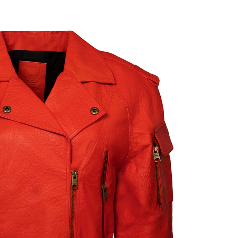 Thumbnail of Tequila Sunrise Orange Trench Leather Jacket image