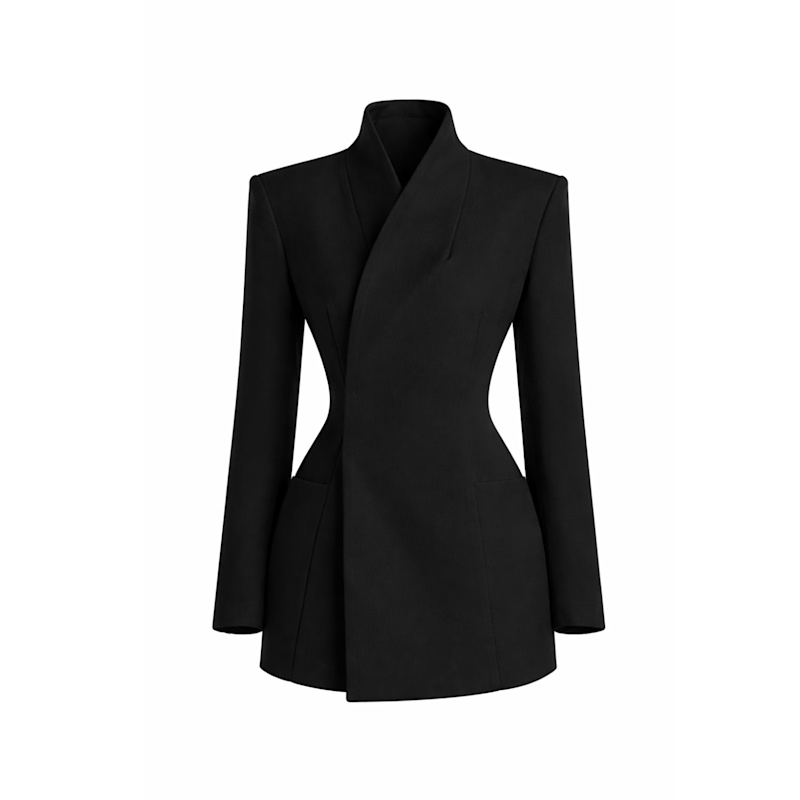 Tess Structure Woven Blazer Dress Black