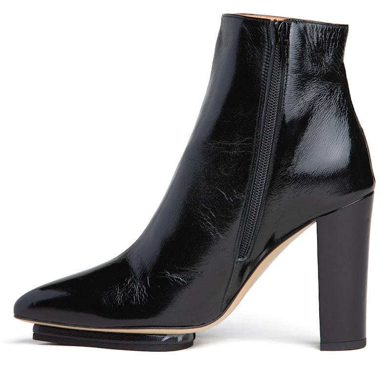 Thumbnail of Tessa Black Patent Leather Platform Ankle Bootie For Work Valentine Evening image