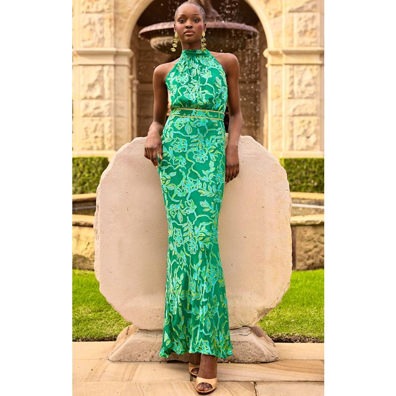 aqua green maxi dress Tessa Silk Rayon In Floral | SACHA DRAKE Maternity friendly