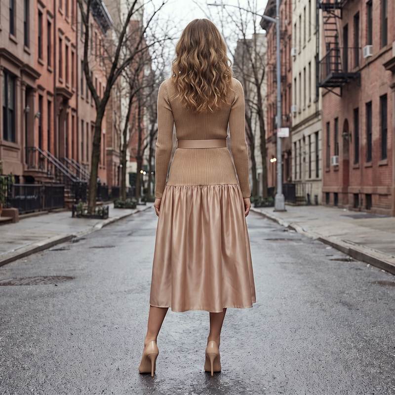 Thumbnail of Textured Knit Midi Dress Refined Silhouette image