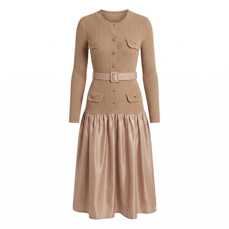 Thumbnail of Textured Knit Midi Dress Refined Silhouette image